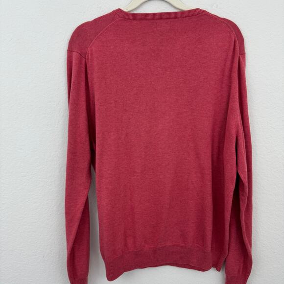 J. Crew Mens V Neck Knit Sweater Size L Pullover Long Sleeve Salmon Red - Picture 3 of 6
